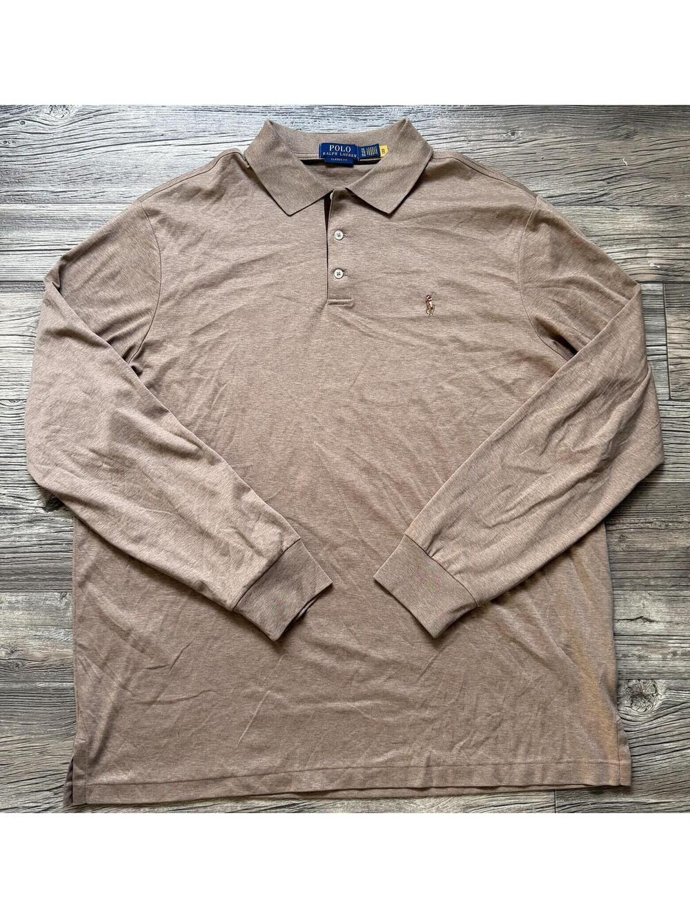 Polo Ralph Lauren Men's Classic Fit Soft Cotton Polo Shirt AP2 Brown Sz XL